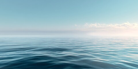 Fototapeta premium Serene Ocean Landscape with Calm Waters and Soft Clouds