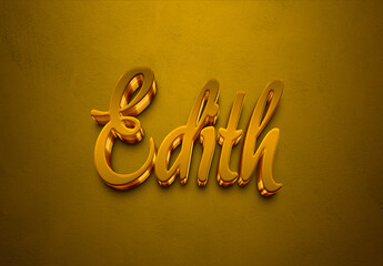 Golden 3D editable text effect of French name Edith.