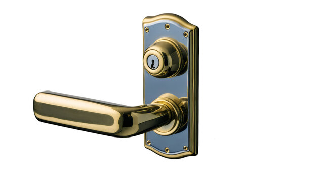 Metal door handle lock isolated on white background