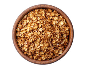Healthy oat granola bowl kitchen food bright environment top view isolated on transparent background