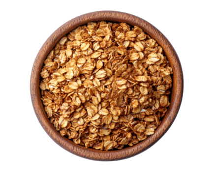 Healthy oat granola bowl kitchen food bright environment top view isolated on transparent background