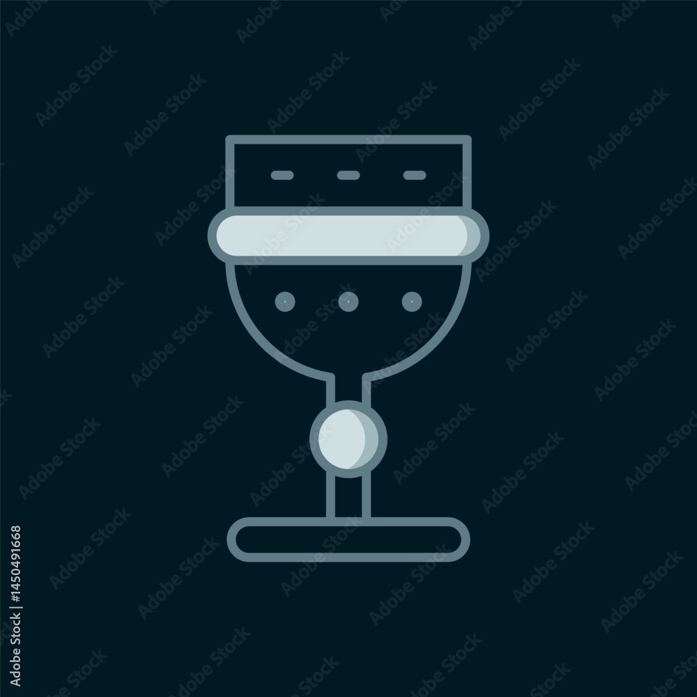 Poster line medieval goblet icon isolated on black background. flat filled outline style with shadow. vecto