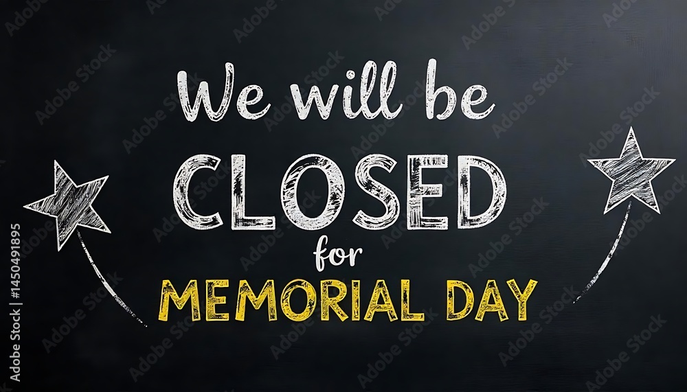 Poster we will be closed for memorial day banner for website template for header created with generative ai