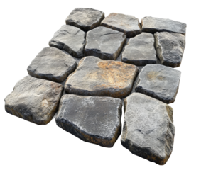 Arranging natural stone pavers for pathways garden landscape aesthetic isolated on transparent background