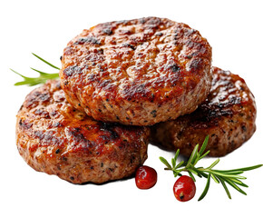 Grilling juicy beef patties backyard bbq food isolated on transparent background