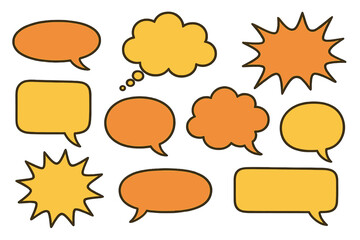 Colorful flat vector illustration of speech bubbles and stars used for dialogues in communication and design projects