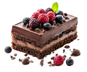 Indulging in chocolate raspberry cake dessert table food isolated on transparent background