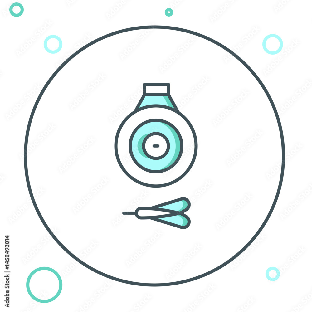 Poster line classic dart board and arrow icon isolated on white background. dartboard sign. game concept. c