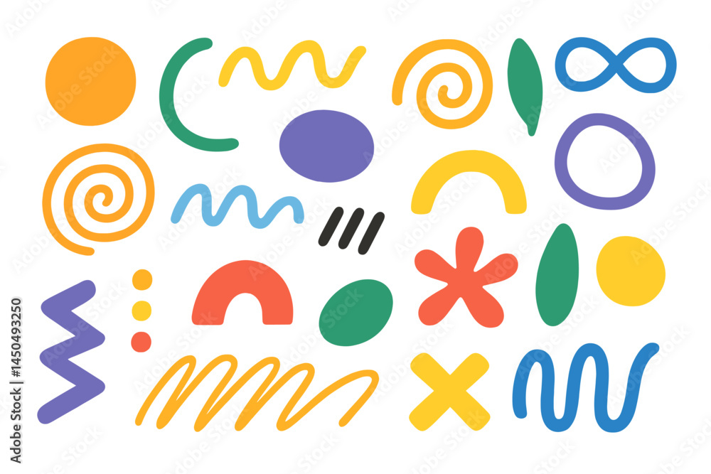 Poster this artwork displays a lively arrangement of colorful abstract shapes and patterns
