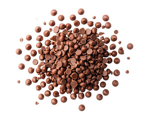 Melting chocolate chips preparing for baking kitchen food cozy isolated on transparent background