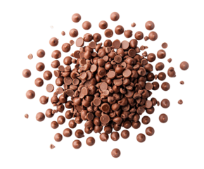 Melting chocolate chips preparing for baking kitchen food cozy isolated on transparent background