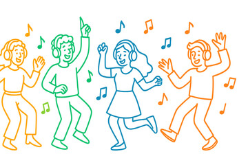 Group of friends enjoying music and dancing in a cheerful atmosphere during a daytime celebration