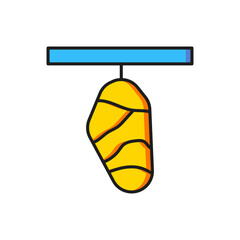 Color Butterfly cocoon icon isolated on white background. Pupa of the butterfly. Flat filled outline style with shadow. Vector
