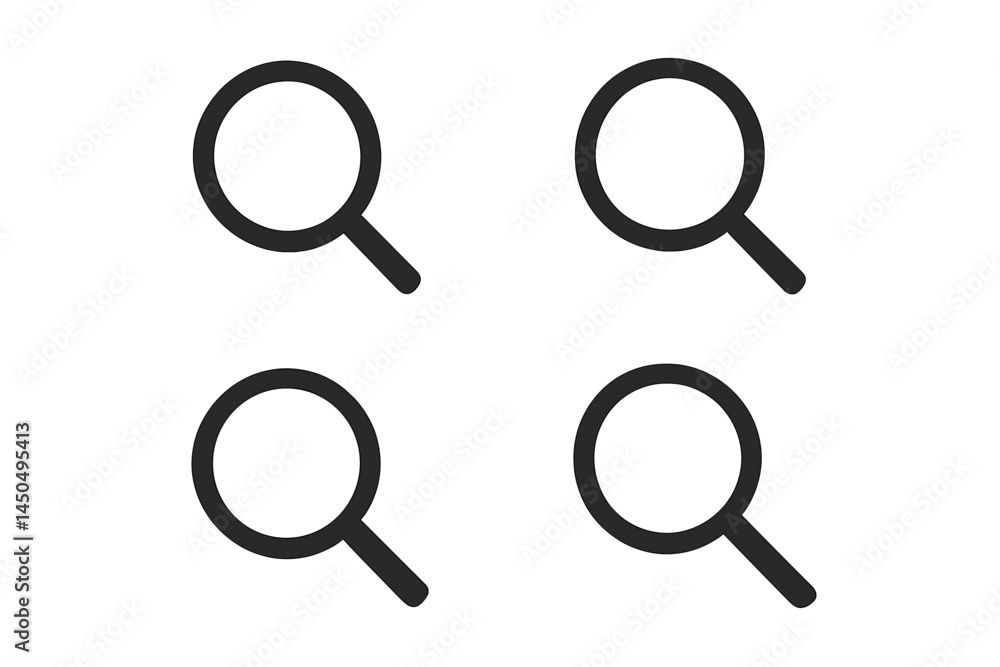 Poster flat vector illustration of multiple magnifying glasses for search and exploration concepts in vario