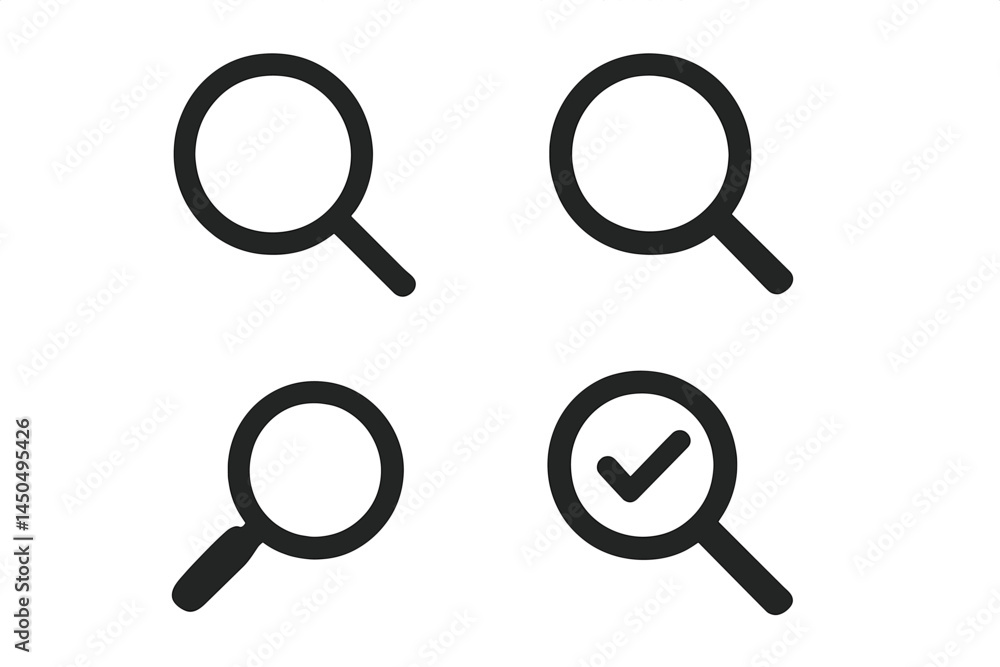 Poster vector illustration of magnifying glasses in various styles showcasing exploration and search in a s