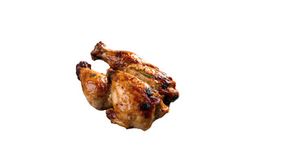 Whole Roasted Chicken on White Background