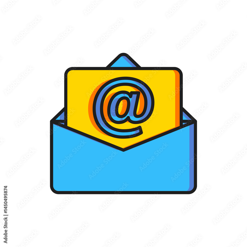 Aufkleber color mail and e-mail icon isolated on white background. envelope symbol e-mail. email message sign.
