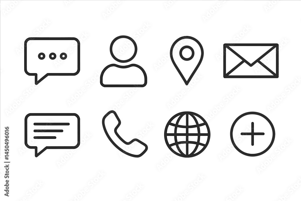 Aufkleber vector illustration of communication and connection icons featuring chat bubbles, user profiles, and