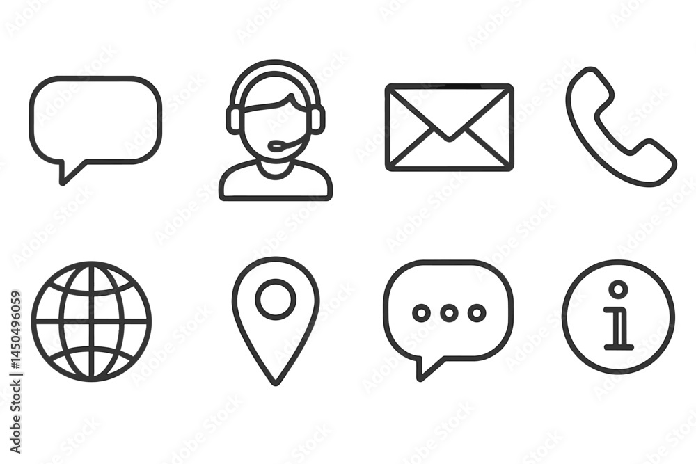 Poster communication tools in a flat vector design featuring various icons for digital interaction and cust