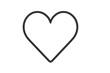 Simple flat vector illustration of a heart shape outlined in black on a white background, symbolizing love and affection