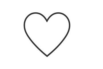 Simple flat vector illustration of a heart shape in black outline on a white background for expressive designs