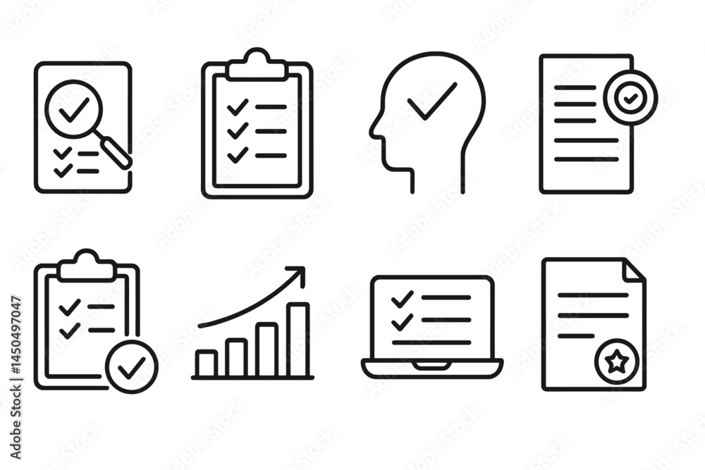 Aufkleber flat vector illustration showcasing various symbols related to task management, productivity, and re