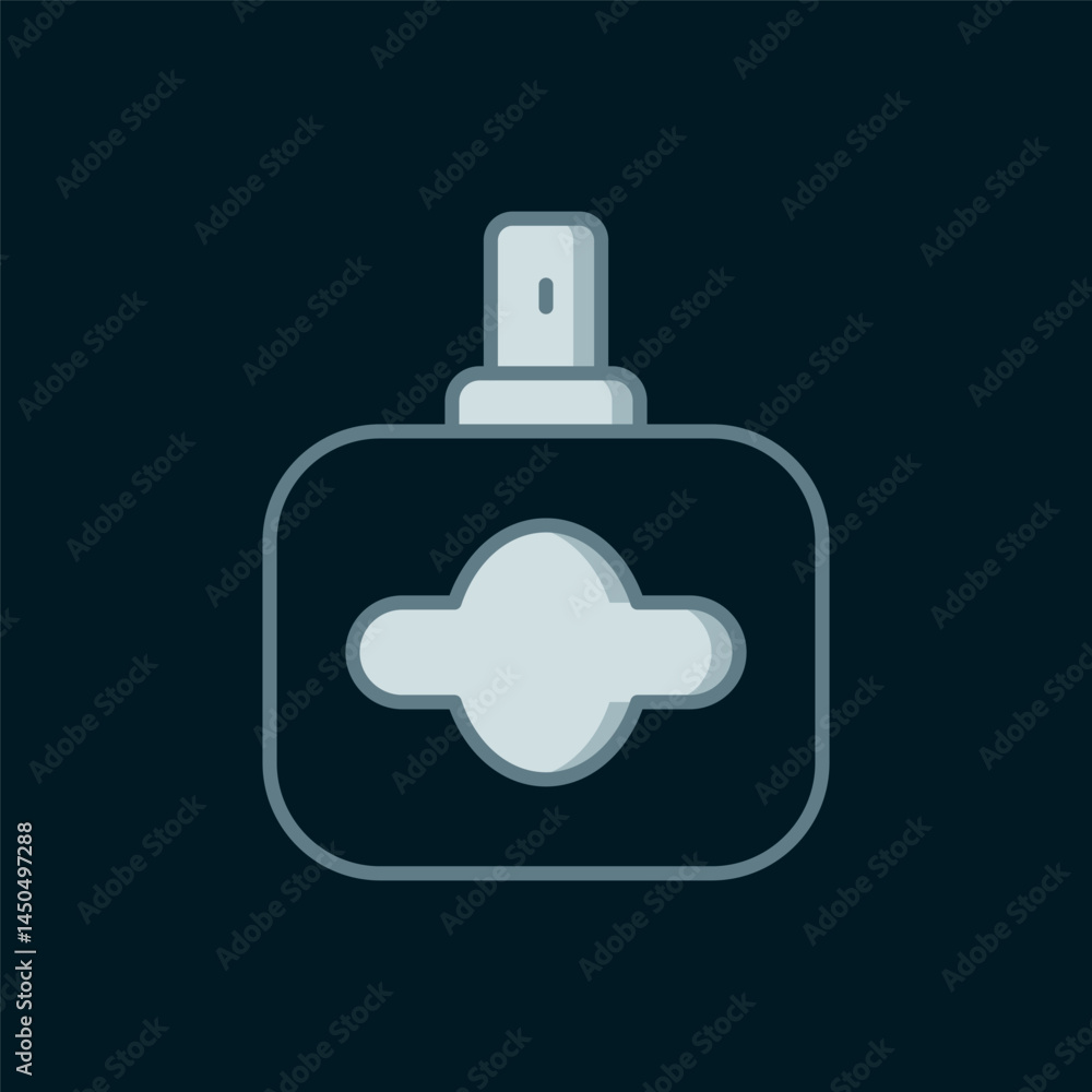 Poster line perfume icon isolated on black background. flat filled outline style with shadow. vector