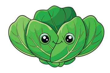 Collard Greens Vegetable Vector Illustration Isolated on White Background

