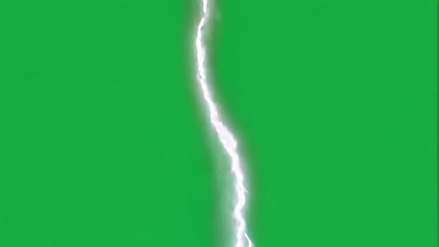 Abstract Lightning Strikes on Green Screen Background for Visual Effects and Animation