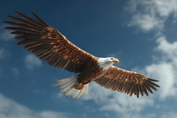 Obraz premium Majestic eagle soaring in the blue sky