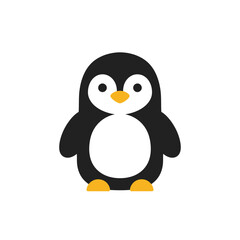 Cute penguin icon in flat style.