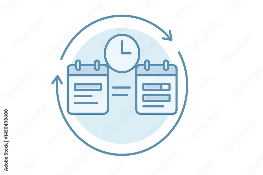 Poster scheduling and time management concept illustrated with flat vector design highlighting planners and