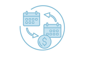 Understanding the concept of time management and budgeting with a flat vector illustration featuring calendars and money