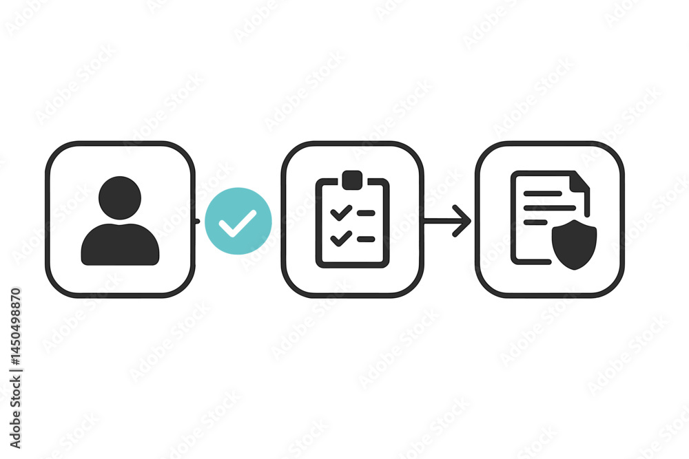 Poster user verification process showcasing identity confirmation and document validation steps in a flat v