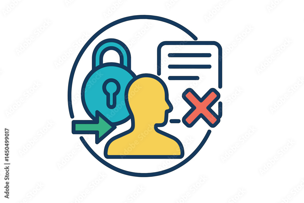 Poster vector illustration representing data privacy concepts with a focus on security and user control in 