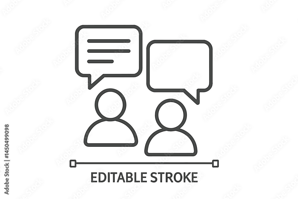 Poster two people engaging in conversation with speech bubbles representing dialogue exchange in a flat vec