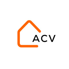 ACV letter logo design with black background in illustrator, vector logo modern alphabet font overlap style. calligraphy designs for logo, Poster, Invitation, etc.
