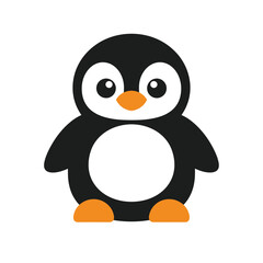 Cute penguin icon in flat style.