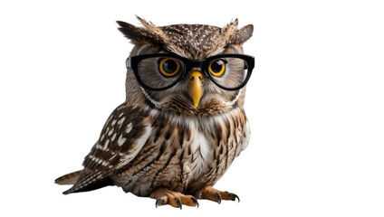 Obraz premium Owl with glasses, isolated on white background