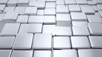 Metallic silver cubes abstract geometric pattern background