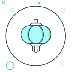 Line Chinese paper lantern icon isolated on white background. Colorful outline concept. Vector