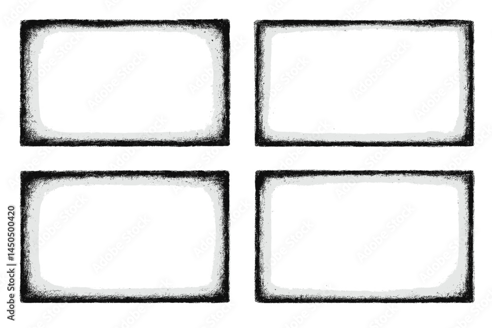 Poster four flat vector frames in black and white with a sketched border ready for adding creative content 
