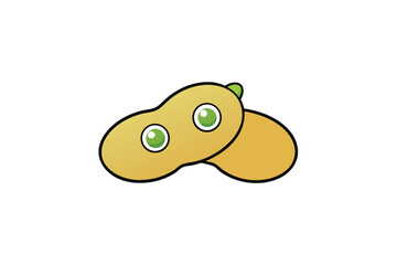 Fava Beans Vegetable Vector Illustration Isolated on White Background

