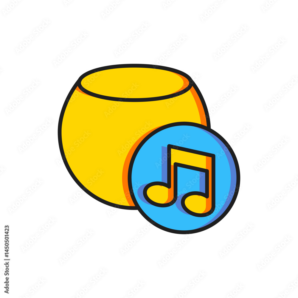Poster color voice assistant icon isolated on white background. voice control user interface smart speaker.