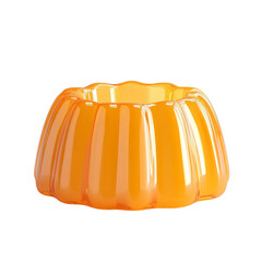 Vibrant orange gelatin dessert with elegant fluted edges against an isolated setting