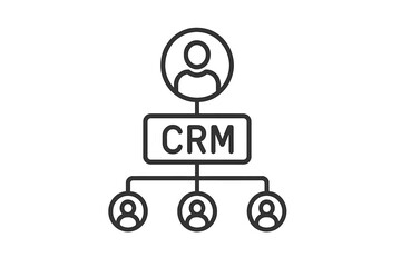 Flat vector illustration depicting customer relationship management workflow with user connections and data organization