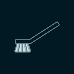 Line Brush for cleaning icon isolated on black background. Cleaning service concept. Flat filled outline style with shadow. Vector