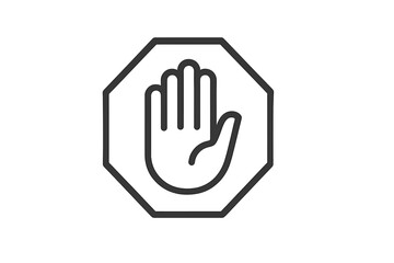 Hand symbol in flat vector design representing stop gesture in modern graphic style