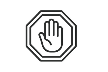 Obraz premium Hand signal displayed inside an octagonal warning sign to indicate stop or caution for drivers and pedestrians in various scenarios