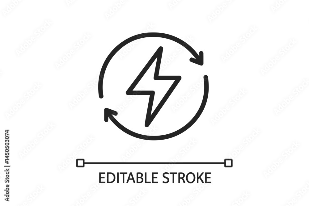 Poster dynamic energy symbol with circular arrows representing sustainability and renewable power in a mini